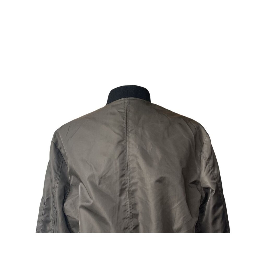 Zara Womens Bomber Jacket S‎ Satin Full Zip Aviator Green Pockets Short Satin - Picture 6 of 11